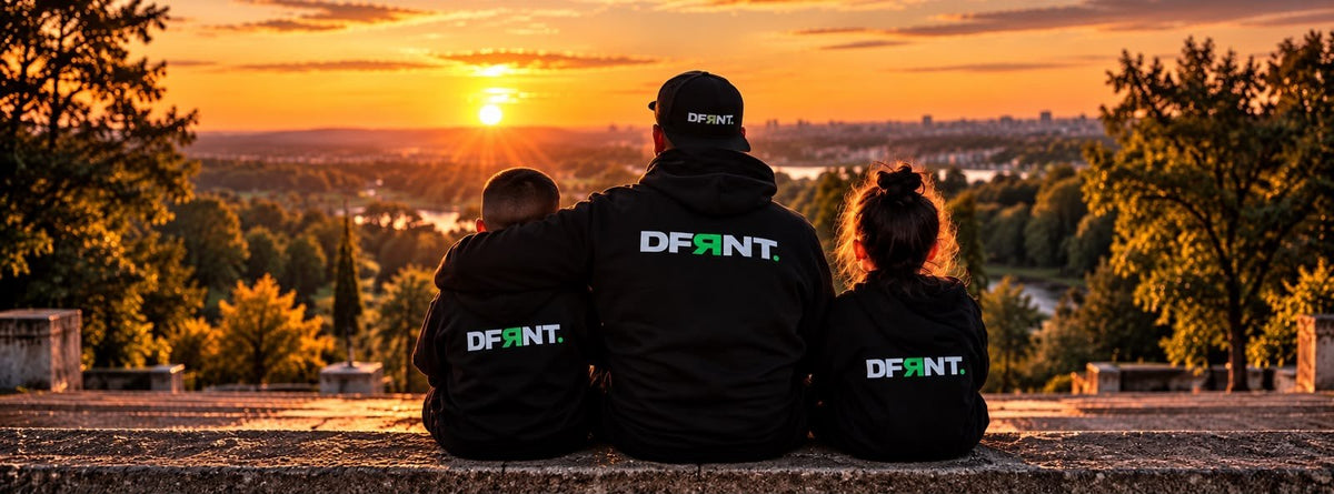 DFRNT streetwear community at sunset